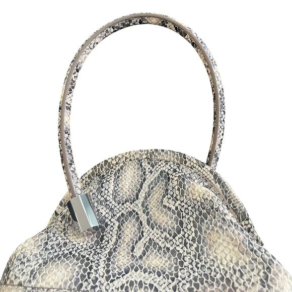 Louise Et Cie | Bubble Snake Embossed Leather Framed Mini Bag | Toasted Almond - Picture 10 of 12